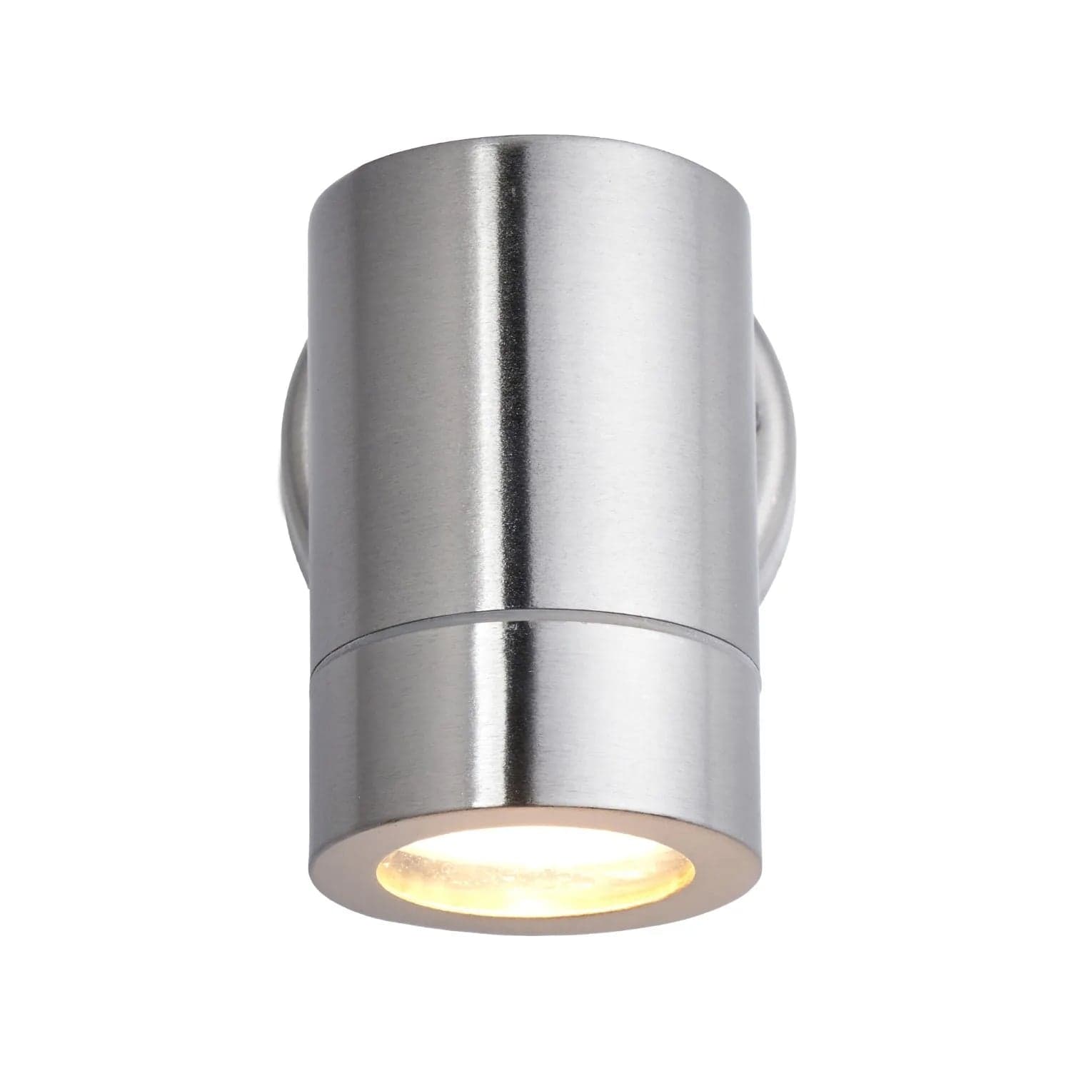 Brushed Stainless Steel Outdoor Fixed Wall Downlighter with Cylindrical Design – Modern Silver Garden Light H12xW8xD9cm