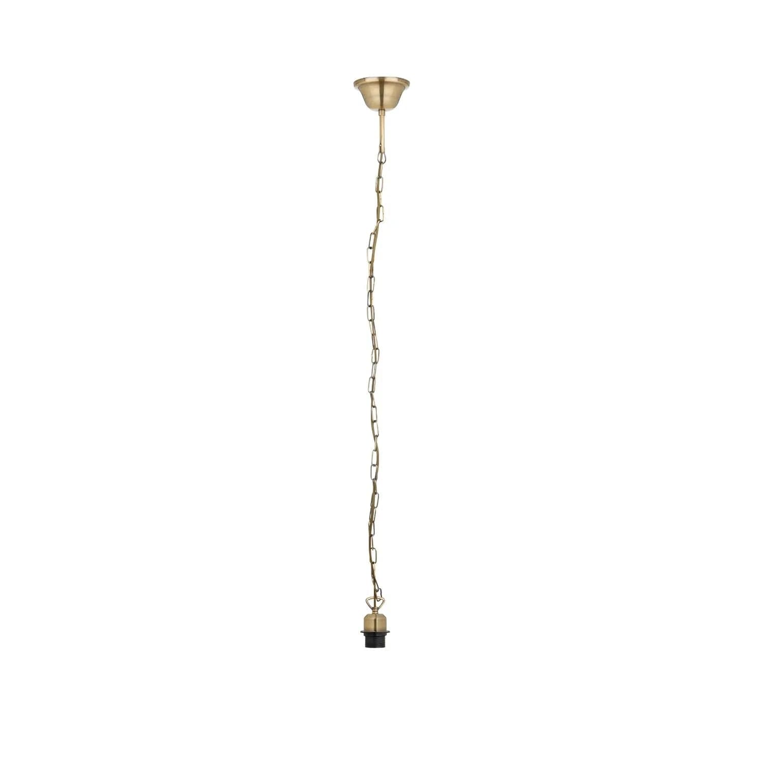 Antique Brass Pendant Ceiling Light Fitting with Chain & Grey Flex – E27 Dimmable Hanging Suspension Kit 63x11cm